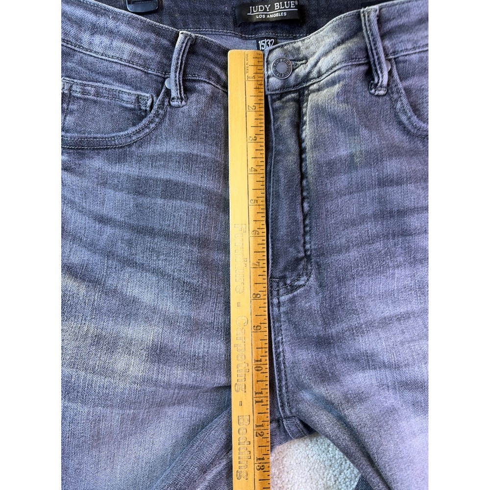 Judy Blue Skinny Jeans Women 15 (Fits 32x28) Gray High Rise Raw Hem Distressed - Picture 6 of 8